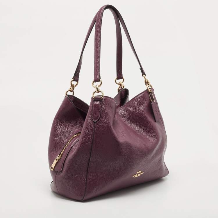 Pre Owned Coach Purple Leather Edie Shoulder Bag