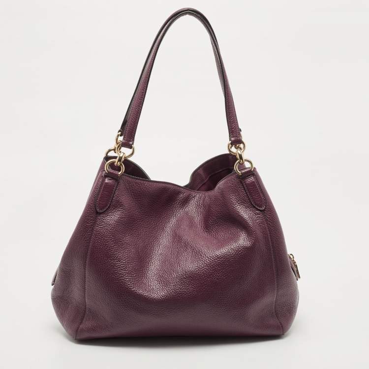 Pre Owned Coach Purple Leather Edie Shoulder Bag