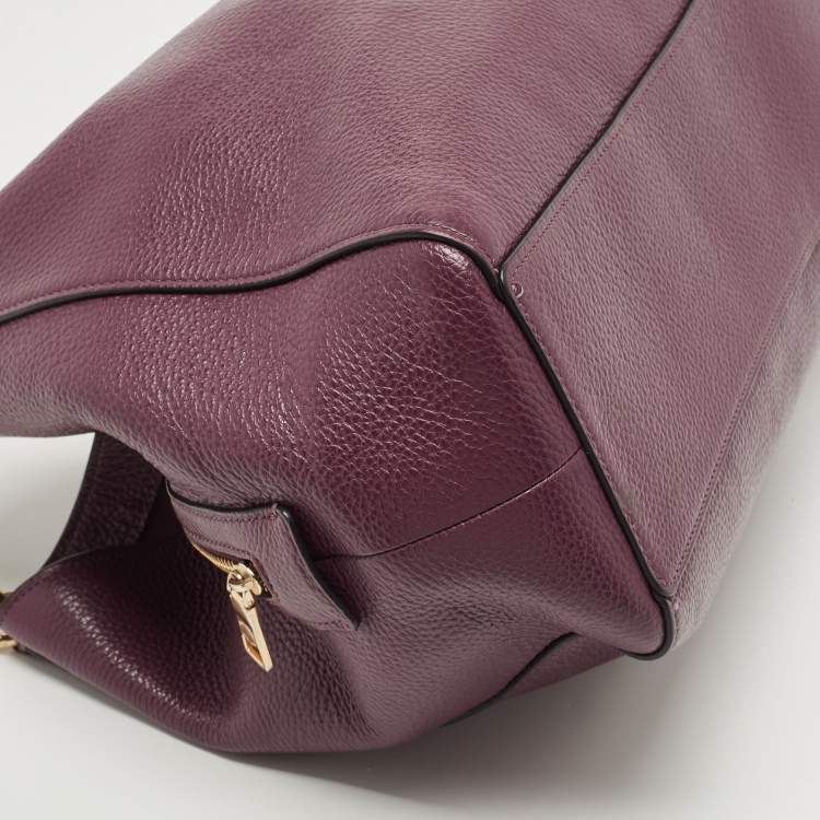 Pre Owned Coach Purple Leather Edie Shoulder Bag
