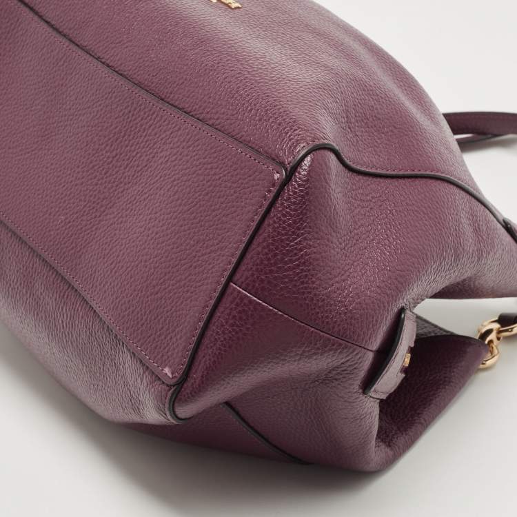 Pre Owned Coach Purple Leather Edie Shoulder Bag