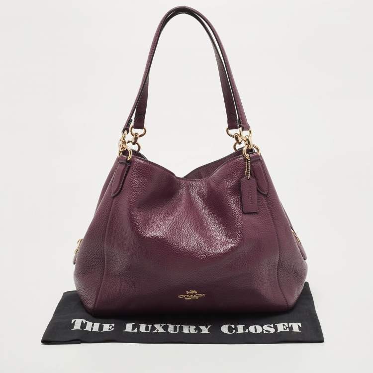 Pre Owned Coach Purple Leather Edie Shoulder Bag