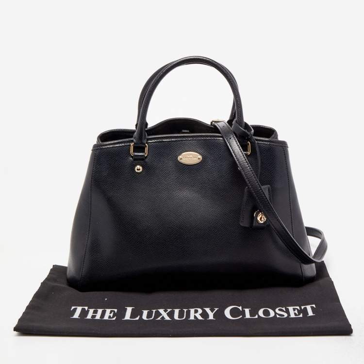 Pre Owned Coach Black Leather Margot Carryall Satchel