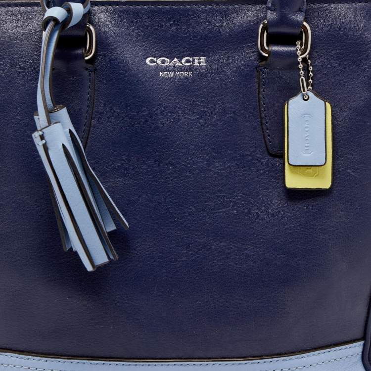 Pre Owned Coach Two Tone Blue Leather Tanner Legacy Tote
