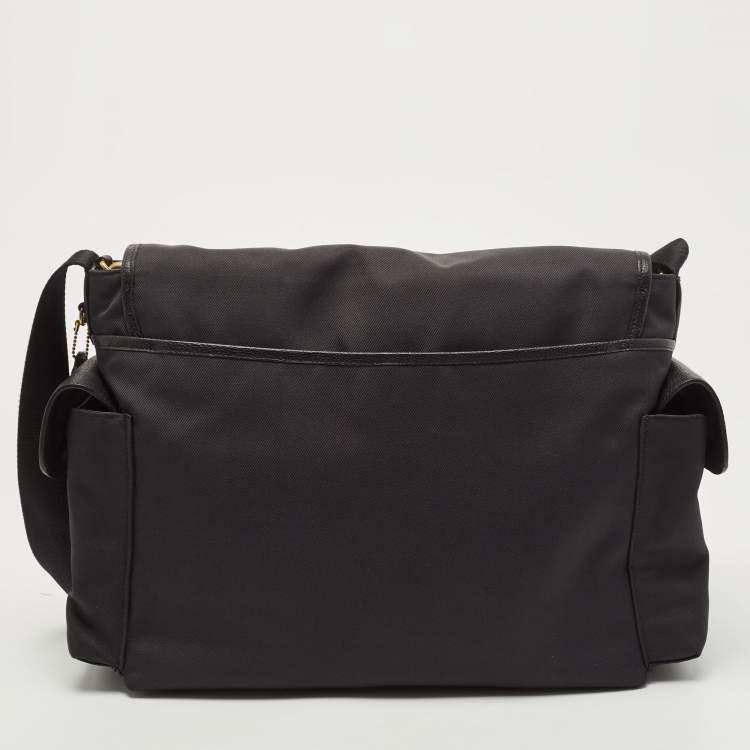 Pre Owned Coach Black Nylon and Leather Baby Messenger Bag