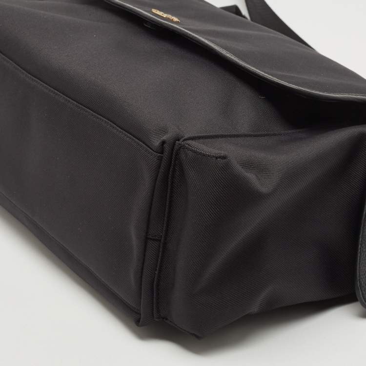 Pre Owned Coach Black Nylon and Leather Baby Messenger Bag