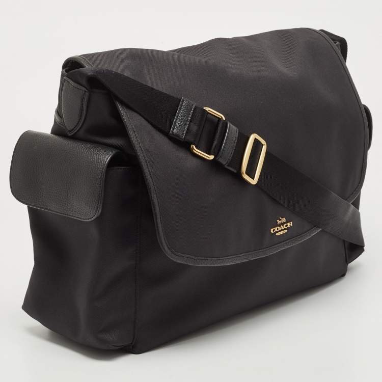 Pre Owned Coach Black Nylon and Leather Baby Messenger Bag