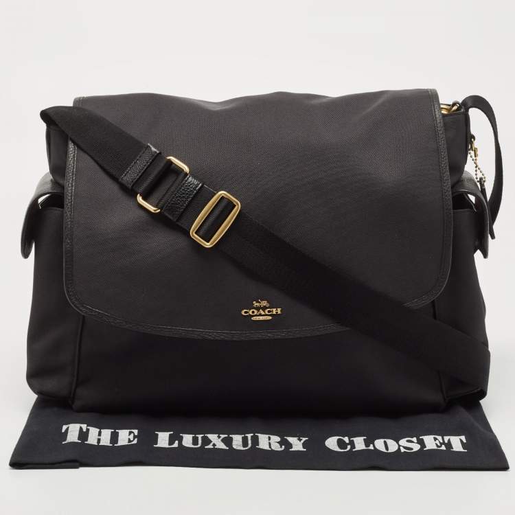 Pre Owned Coach Black Nylon and Leather Baby Messenger Bag