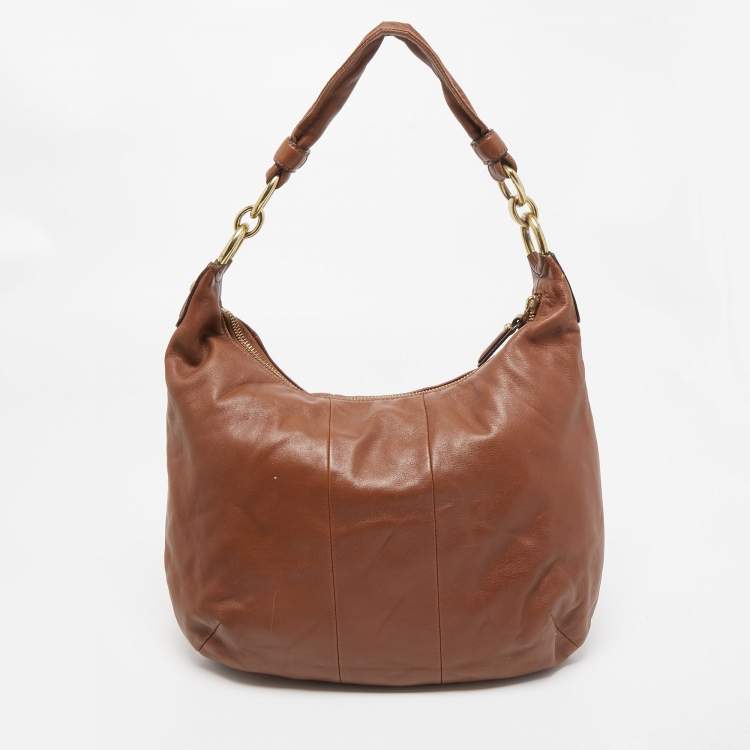 Pre Owned Coach Brown Leather Kristin Hobo