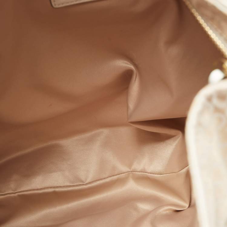 Pre Owned Coach Cream Op Art Fabric and Leather Madison Hobo 