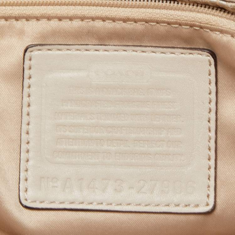 Pre Owned Coach Cream Op Art Fabric and Leather Madison Hobo 