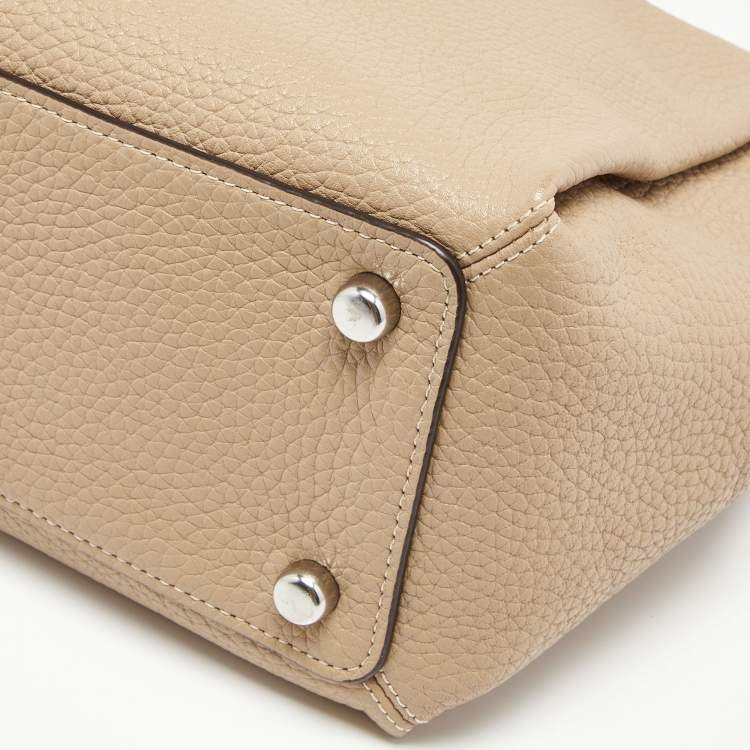 Pre Owned Coach Taupe Pebbled Leather Soft Shay Shoulder Bag