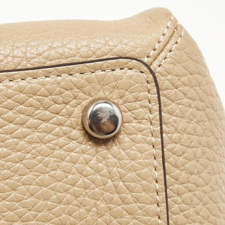Pre Owned Coach Taupe Pebbled Leather Soft Shay Shoulder Bag