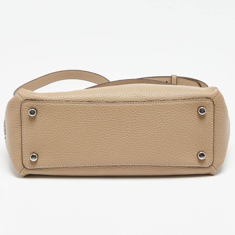 Pre Owned Coach Taupe Pebbled Leather Soft Shay Shoulder Bag