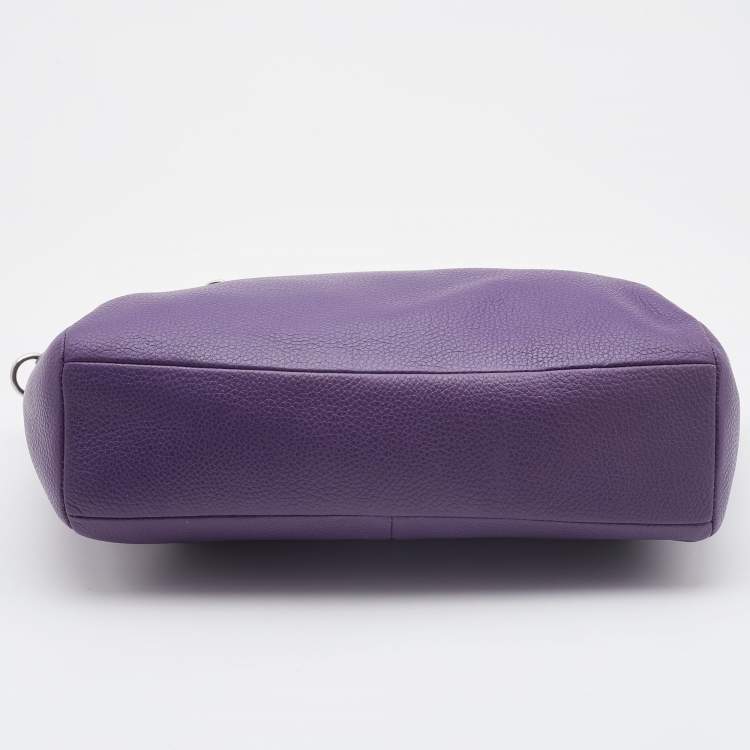 Pre Owned Coach Purple Pebbled Leather Prairie Satchel