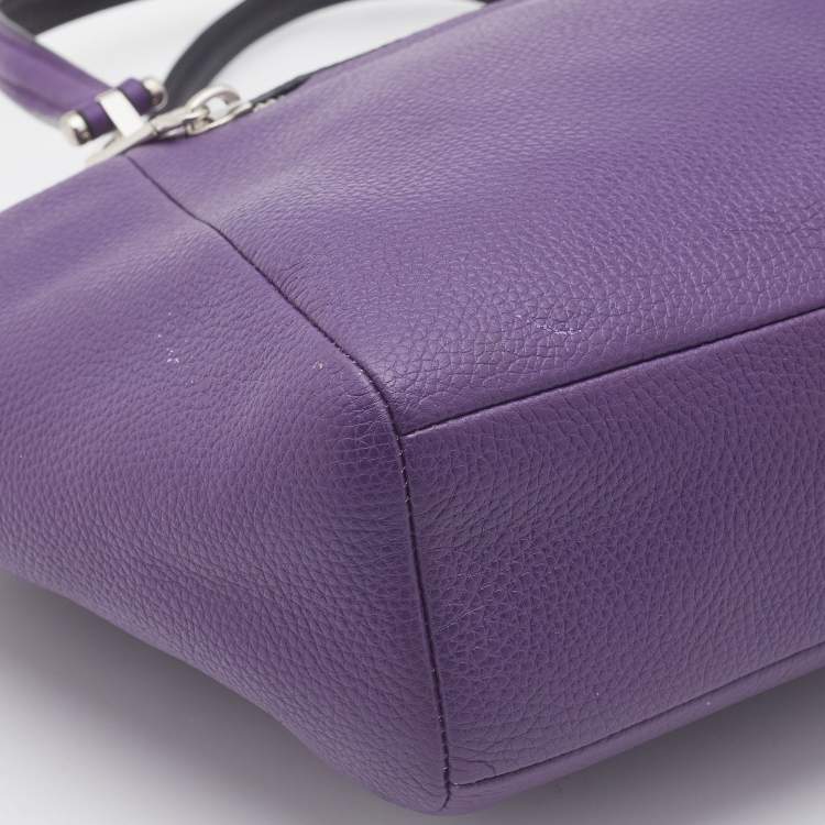 Pre Owned Coach Purple Pebbled Leather Prairie Satchel