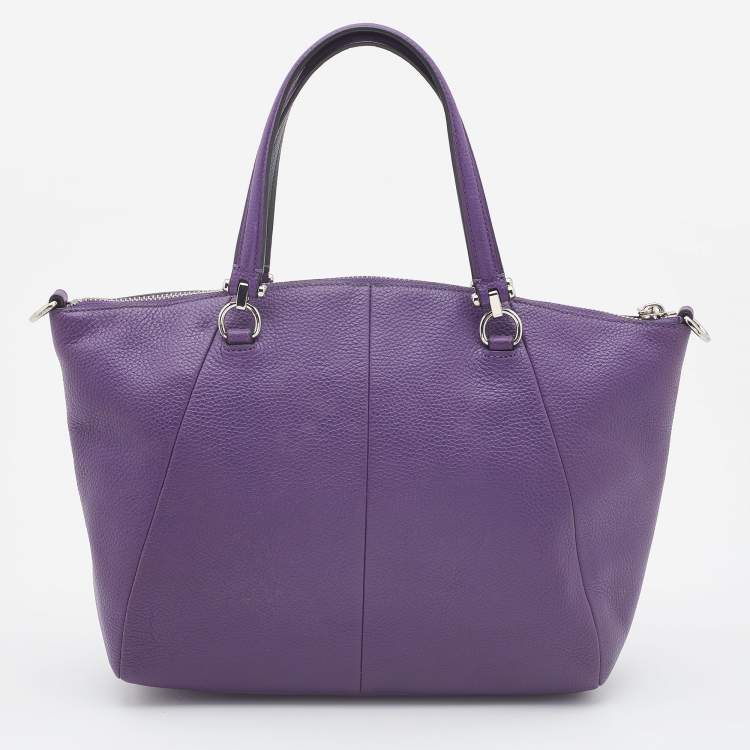 Pre Owned Coach Purple Pebbled Leather Prairie Satchel