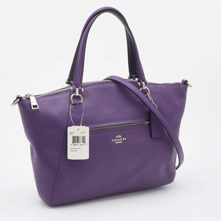 Pre Owned Coach Purple Pebbled Leather Prairie Satchel