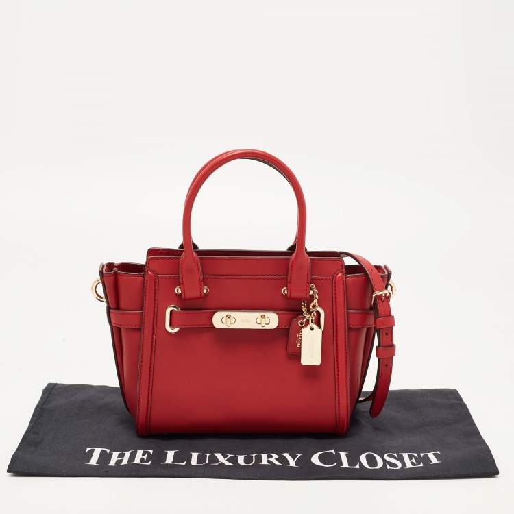 Pre Owned Coach Red Leather Swagger 20 Tote