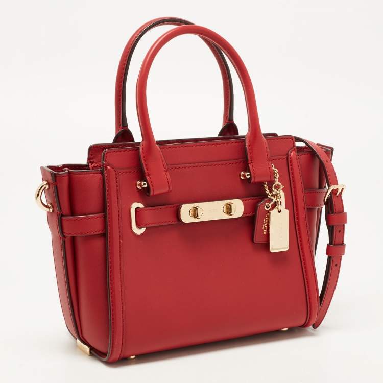 Pre Owned Coach Red Leather Swagger 20 Tote
