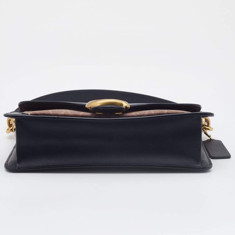 Pre Owned Coach Black/Beige Signature Coated Canvas and Leather Tabby 26 Shoulder Bag