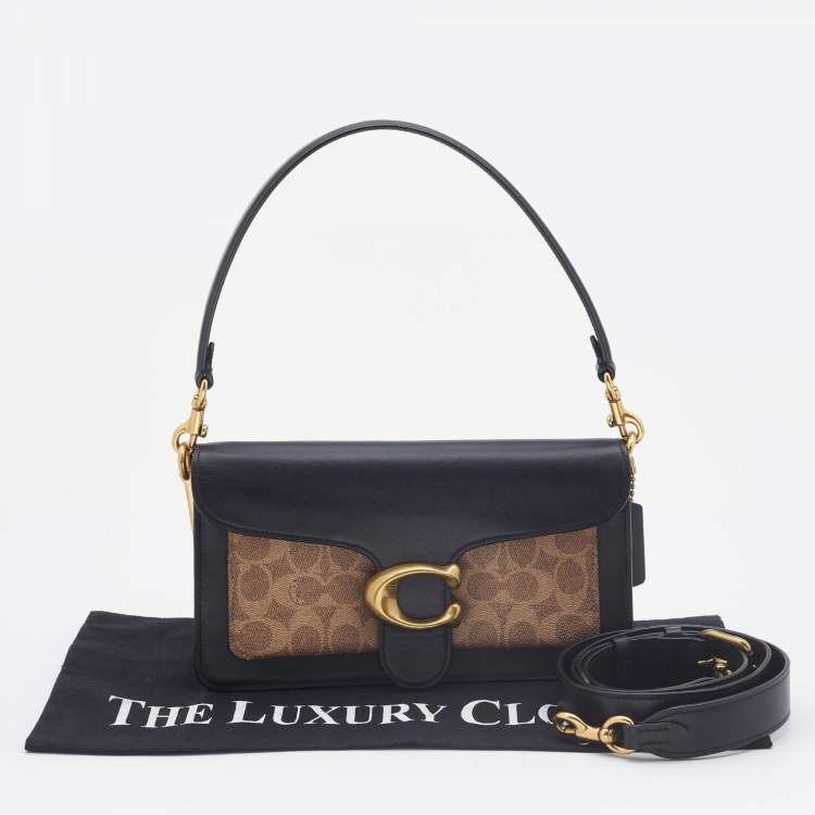 Pre Owned Coach Black/Beige Signature Coated Canvas and Leather Tabby 26 Shoulder Bag