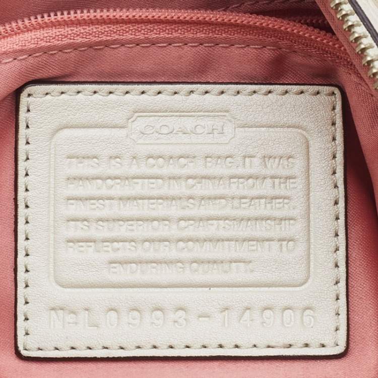 Pre Owned Coach Beige Signature Canvas and Leather Buckle Satchel