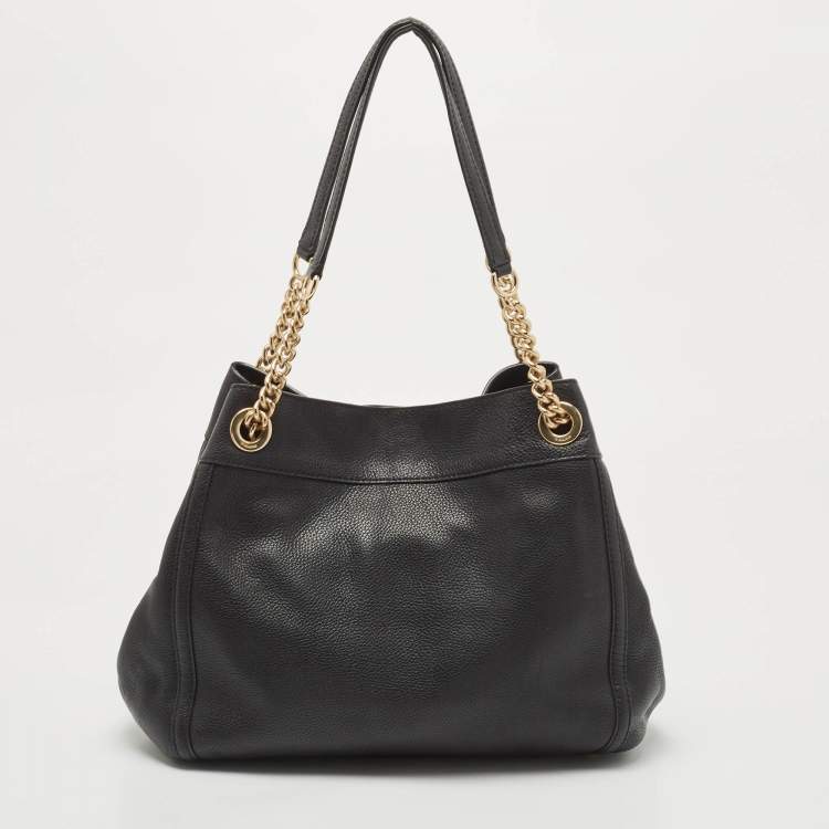Pre Owned Coach Black Leather Turnlock Edie Shoulder Bag