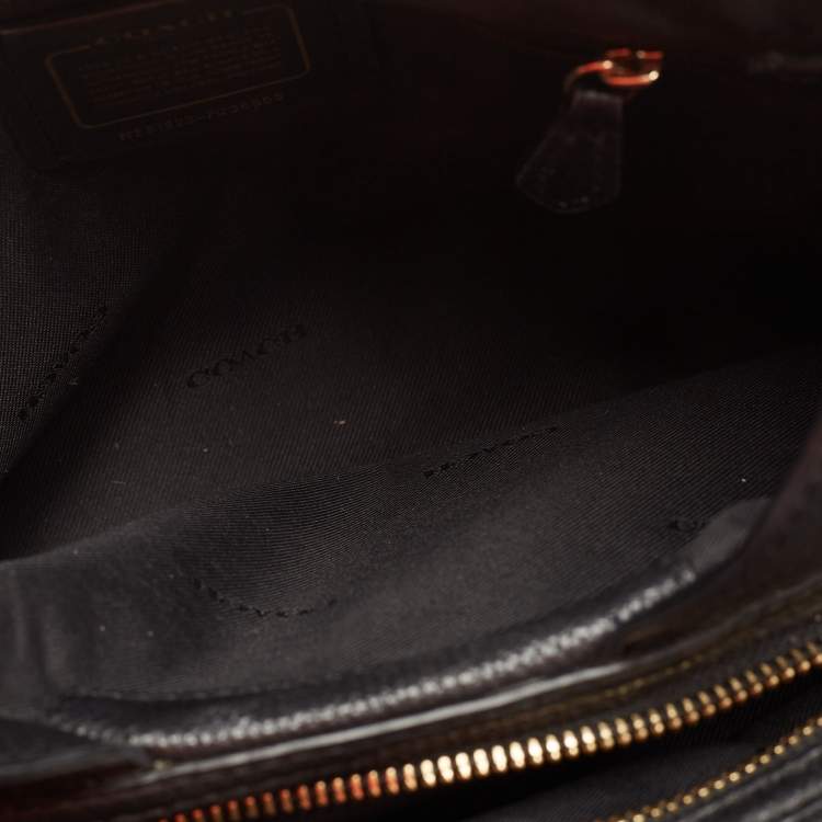 Pre Owned Coach Black Leather Turnlock Edie Shoulder Bag