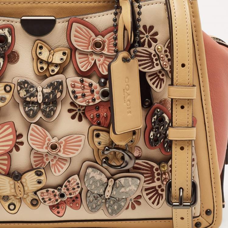 Pre Owned Coach Multicolor Leather Butterfly Applique Dreamer Satchel