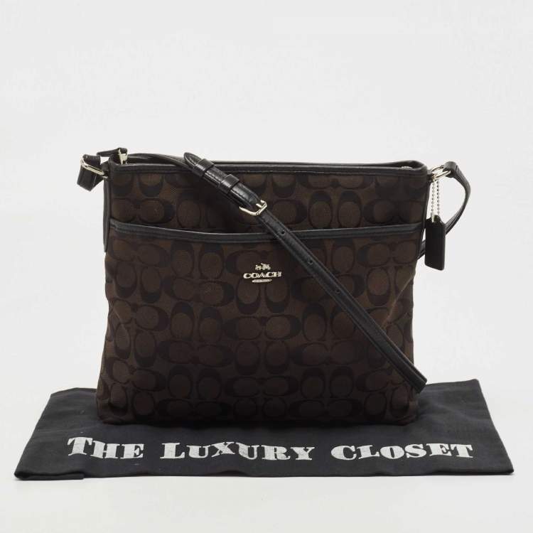Pre Owned Coach Back Signature Canvas and Leather File Messenger Bag