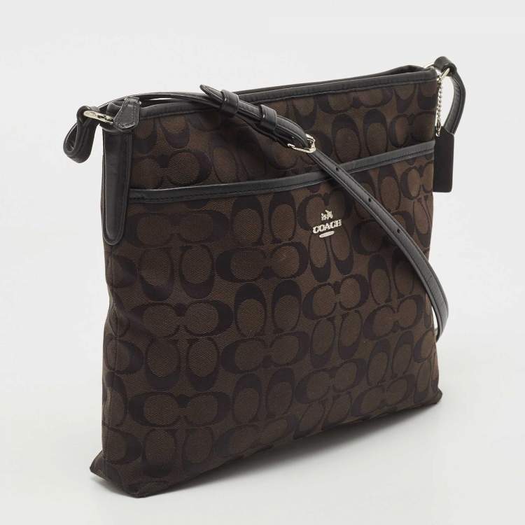 Pre Owned Coach Back Signature Canvas and Leather File Messenger Bag