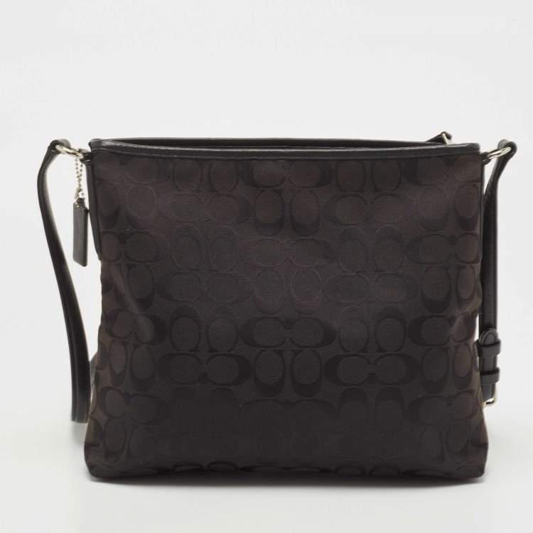 Pre Owned Coach Back Signature Canvas and Leather File Messenger Bag