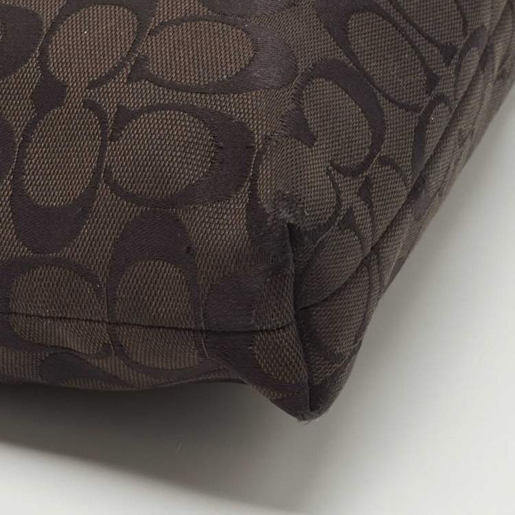 Pre Owned Coach Back Signature Canvas and Leather File Messenger Bag