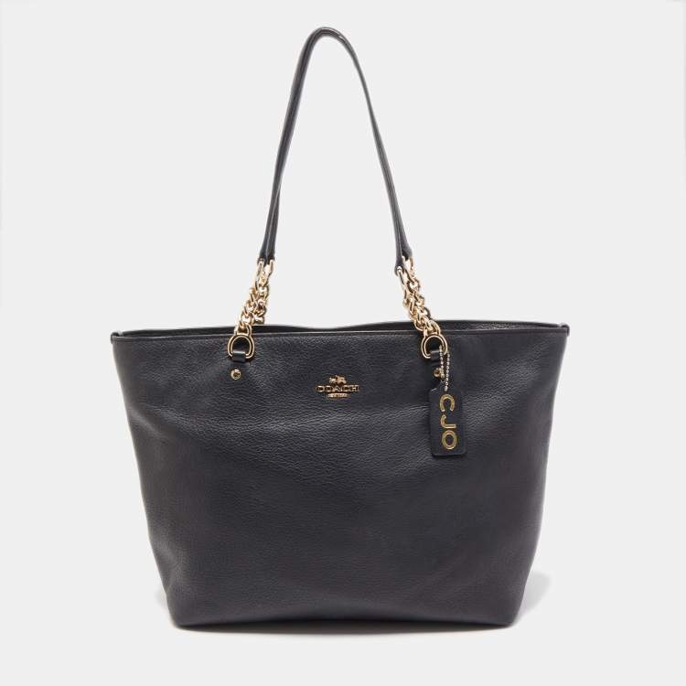 Factory black Coach Sophia Pebbled Leather tote / purse