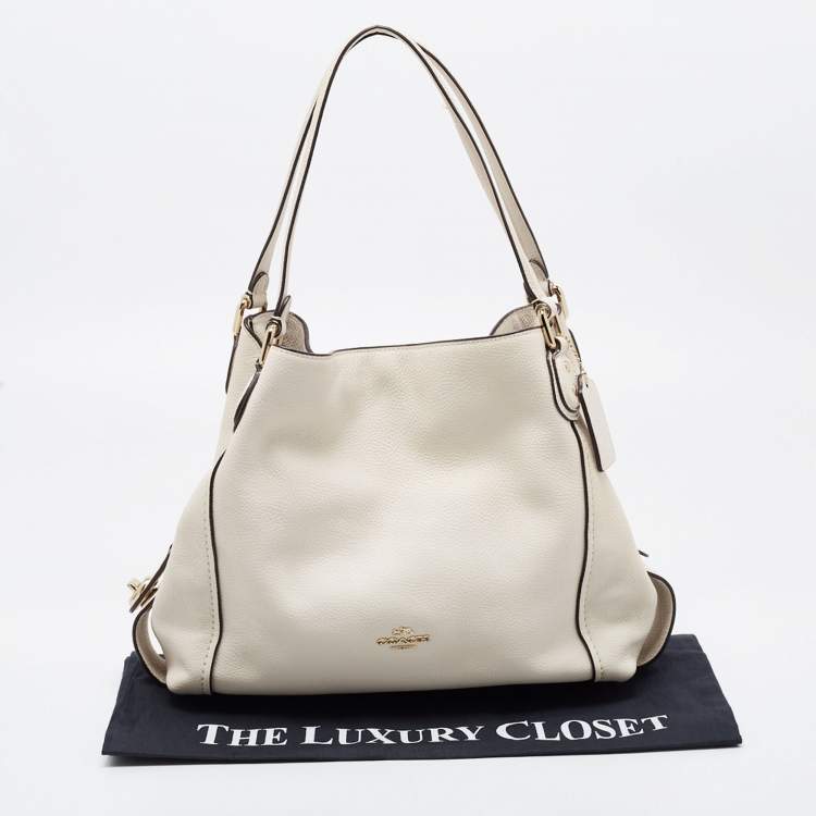 Pre Owned Coach Off White Leather Edie 31 Shoulder Bag