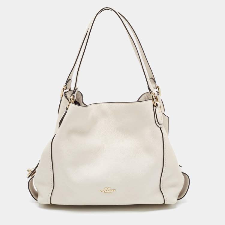 Pre Owned Coach Off White Leather Edie 31 Shoulder Bag
