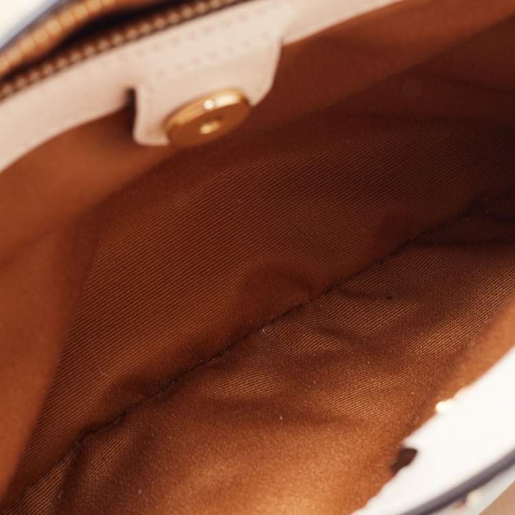 Pre Owned Coach Off White/Beige Signature Coated Canvas and Leather Mini Christie Carryall Satchel