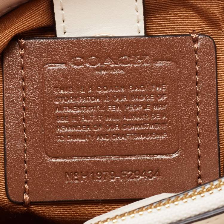 Pre Owned Coach Off White/Beige Signature Coated Canvas and Leather Mini Christie Carryall Satchel