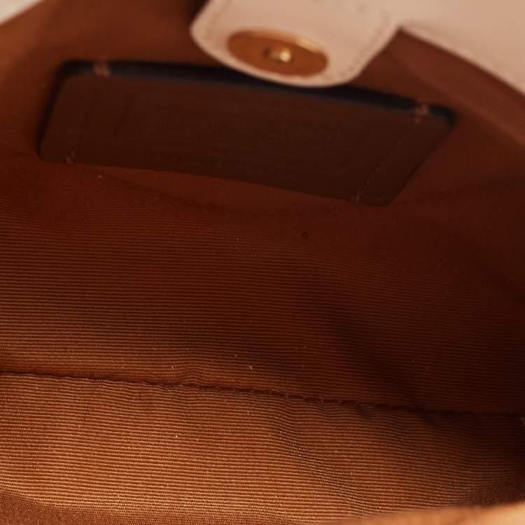 Pre Owned Coach Off White/Beige Signature Coated Canvas and Leather Mini Christie Carryall Satchel