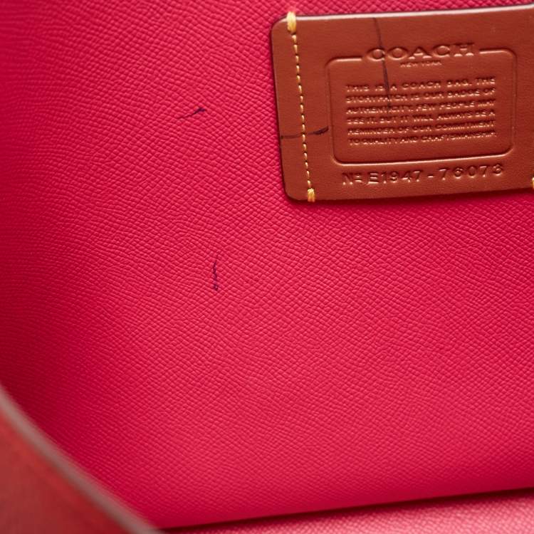 Pre Owned Coach Red/Beige Leather And Coated Canvas Charlie Carryall Tote