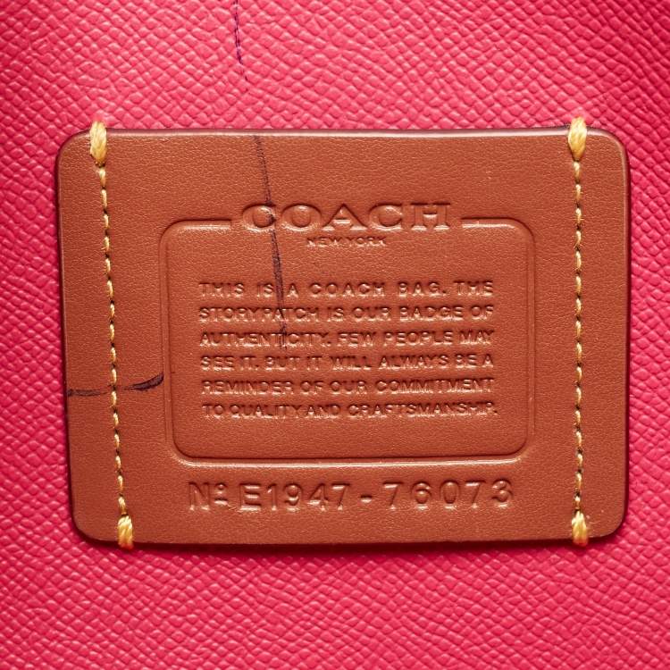 Pre Owned Coach Red/Beige Leather And Coated Canvas Charlie Carryall Tote
