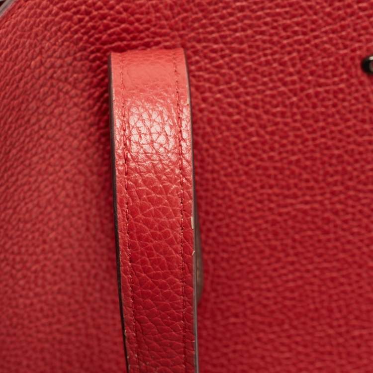 Pre Owned Coach Red/Beige Leather And Coated Canvas Charlie Carryall Tote