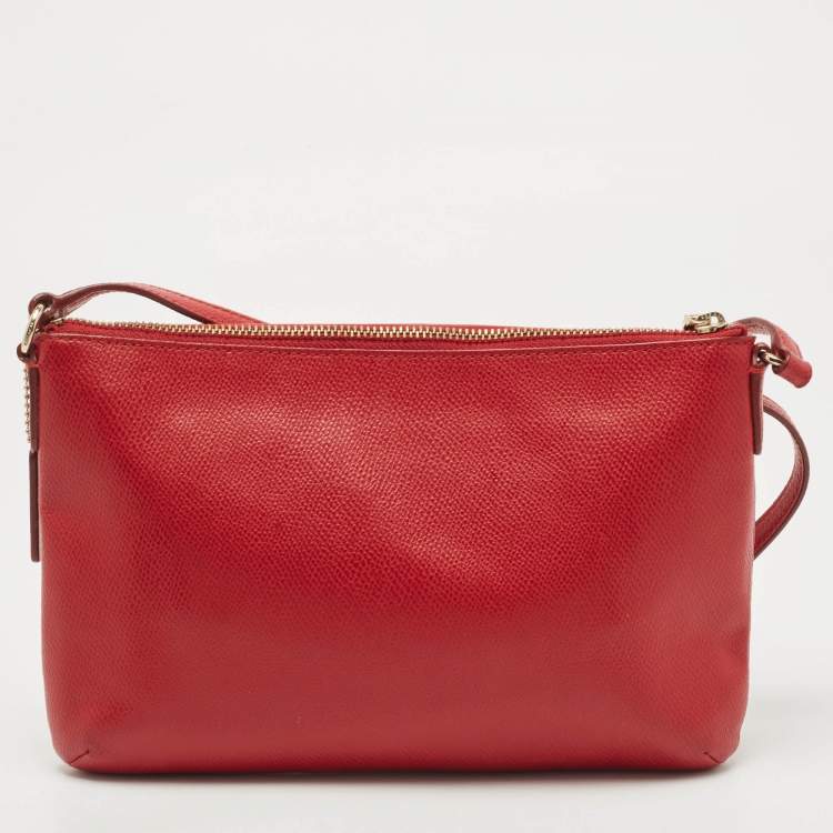 Pre Owned Coach Red Leather East/West Swingpack Crossbody Bag