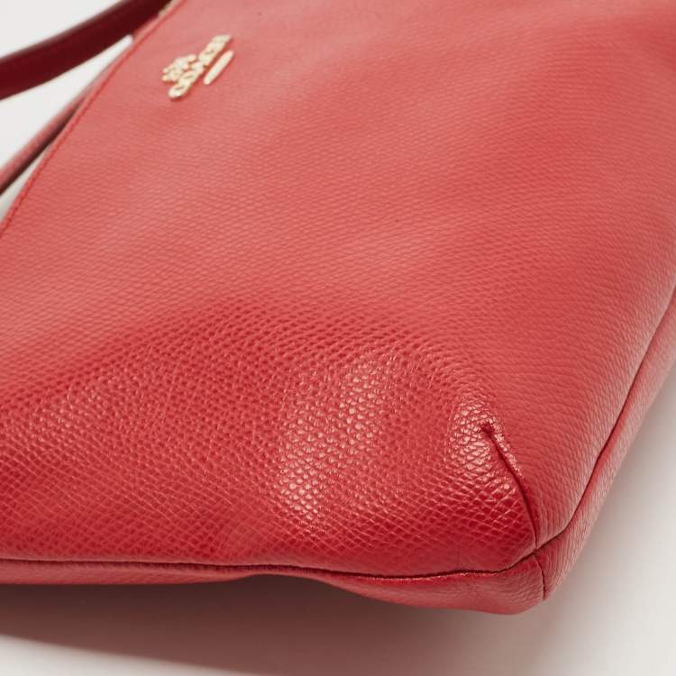 Pre Owned Coach Red Leather East/West Swingpack Crossbody Bag