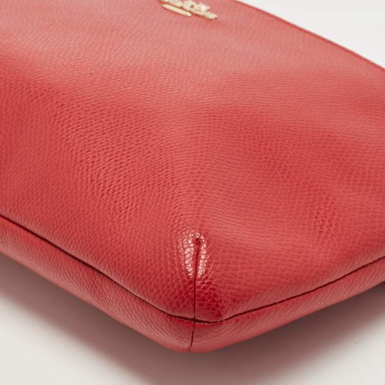 Pre Owned Coach Red Leather East/West Swingpack Crossbody Bag