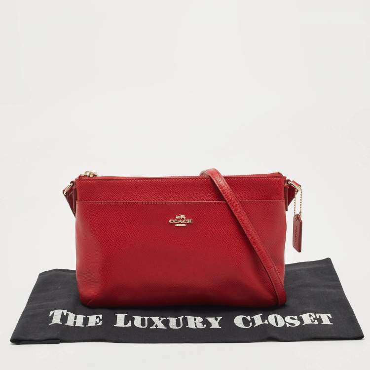 Pre Owned Coach Red Leather East/West Swingpack Crossbody Bag