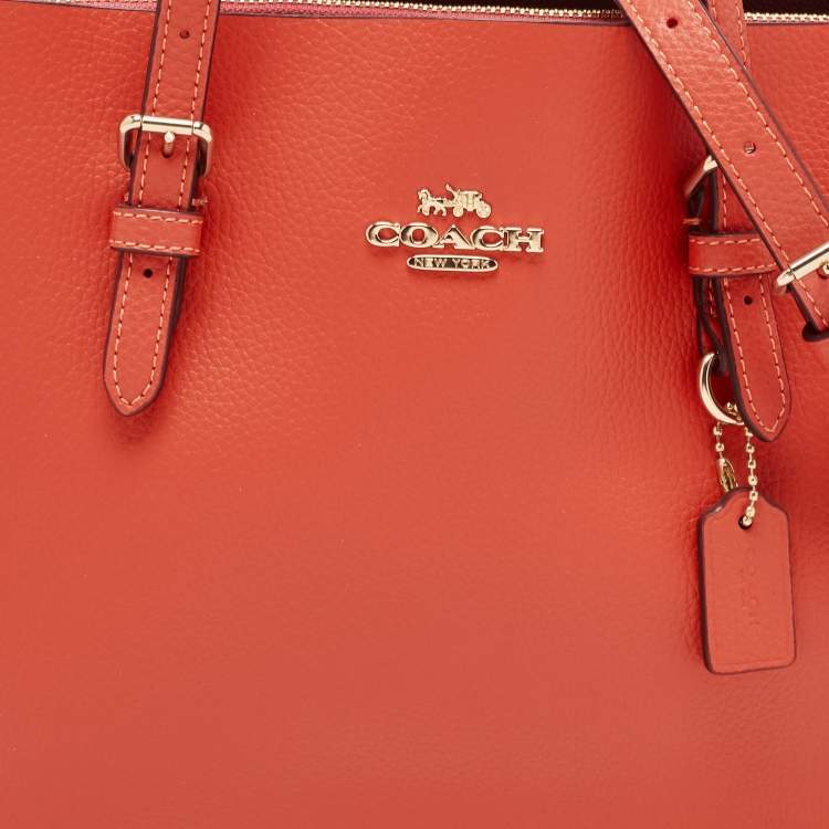 Pre Owned Coach Orange Leather Mollie 25 Tote