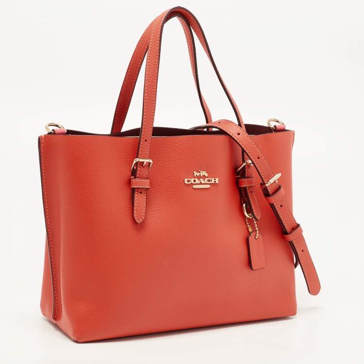Pre Owned Coach Orange Leather Mollie 25 Tote