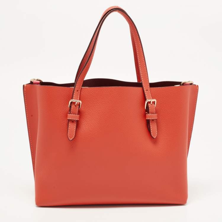 Pre Owned Coach Orange Leather Mollie 25 Tote