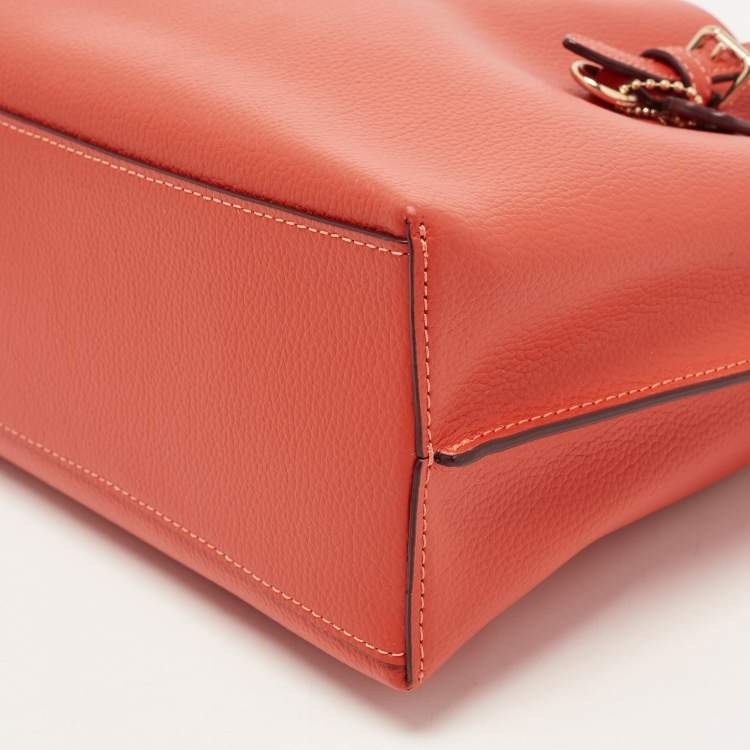 Pre Owned Coach Orange Leather Mollie 25 Tote